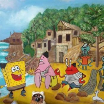 Painting titled "Sponge Bob" by Uljana Bekis, Original Artwork