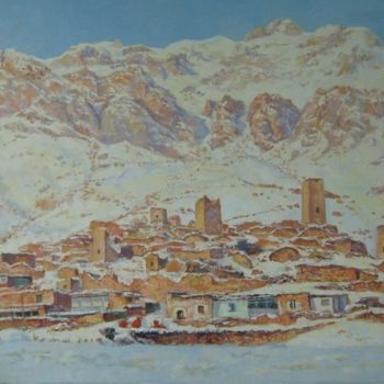 「Селение Цимити зимой」というタイトルの絵画 Ульяна Гончароваによって, オリジナルのアートワーク, オイル