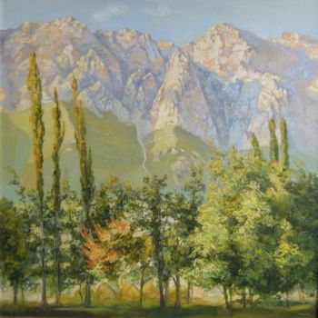 Schilderij getiteld "Утро в горах" door Uliana Goncharova, Origineel Kunstwerk, Olie