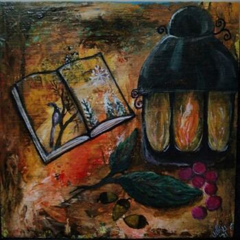 Malarstwo zatytułowany „Sihirli kitaplar se…” autorstwa Ülkü İSpirli, Oryginalna praca, Akryl