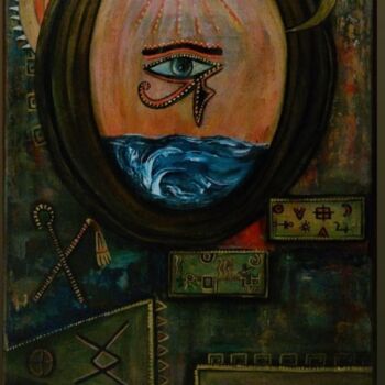 Pintura intitulada "Horusun gözü" por Ülkü İSpirli, Obras de arte originais, Acrílico