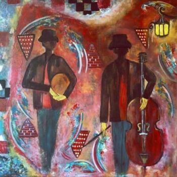 Peinture intitulée "Gecenin müzisyenleri" par Ülkü İSpirli, Œuvre d'art originale, Acrylique