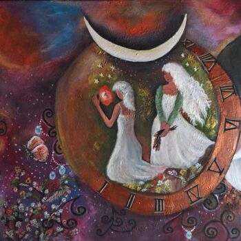 Pintura intitulada "Moon rituals and wi…" por Ülkü İSpirli, Obras de arte originais, Acrílico