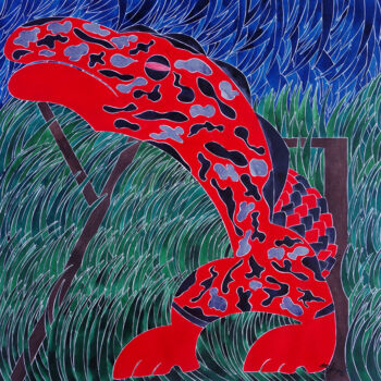 Malerei mit dem Titel "Ohne Titel (Roter F…" von Ulli Heupel, Original-Kunstwerk, Aquarell