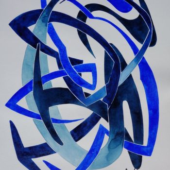 Malerei mit dem Titel "Kind Of Blue III" von Ulli Heupel, Original-Kunstwerk, Aquarell