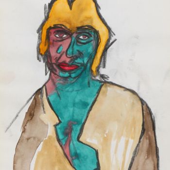 Malerei mit dem Titel "Portrait C.P." von Ulli Heupel, Original-Kunstwerk, Öl