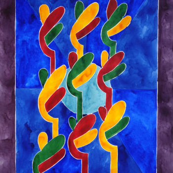 Malerei mit dem Titel "Ohne Titel 65" von Ulli Heupel, Original-Kunstwerk, Aquarell