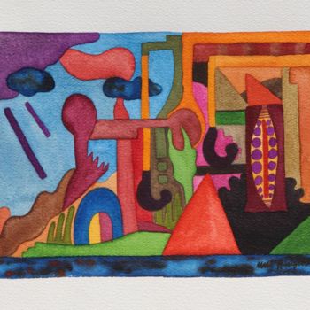 Painting titled "Center 01" by Ulli Heupel, Original Artwork, Watercolor