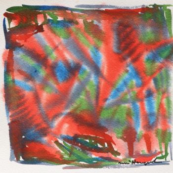 Painting titled "Red Cube" by Ulli Heupel, Original Artwork, Oil