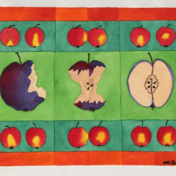 Ζωγραφική με τίτλο "Apples I" από Ulli Heupel, Αυθεντικά έργα τέχνης, Λάδι