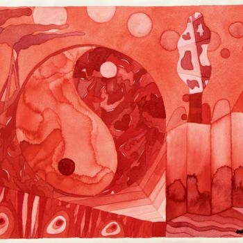 Malerei mit dem Titel "Love Is Red" von Ulli Heupel, Original-Kunstwerk, Öl