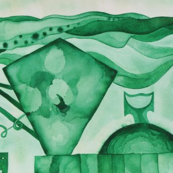 「Red And Green II」というタイトルの絵画 Ulli Heupelによって, オリジナルのアートワーク, オイル