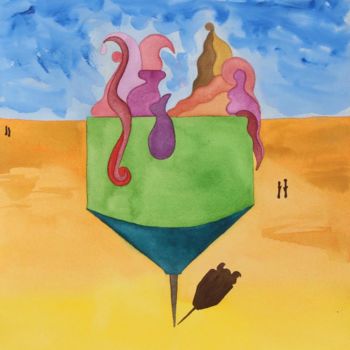 Malerei mit dem Titel "In The Desert" von Ulli Heupel, Original-Kunstwerk, Öl