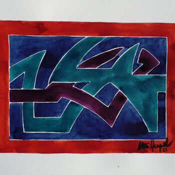 Malerei mit dem Titel "22 / XLV" von Ulli Heupel, Original-Kunstwerk, Aquarell