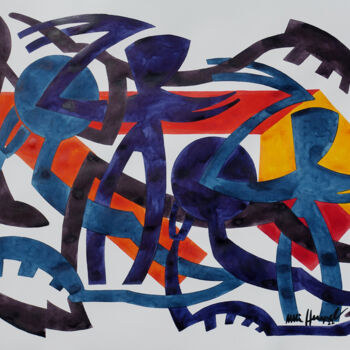 Peinture intitulée "22 / LXVI Begegnung…" par Ulli Heupel, Œuvre d'art originale, Aquarelle