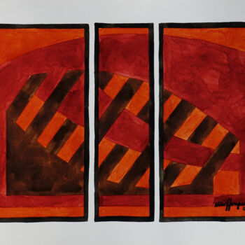 "23 / XXV Triptychon…" başlıklı Tablo Ulli Heupel tarafından, Orijinal sanat, Suluboya