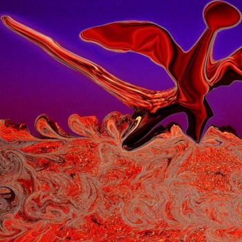 Digitale Kunst mit dem Titel "Die Flucht des Drac…" von Ulli Heupel, Original-Kunstwerk, Digitale Malerei