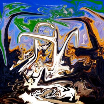 Digitale Kunst mit dem Titel "Gletscherlandschaft" von Ulli Heupel, Original-Kunstwerk, Digitale Malerei