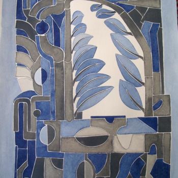 Malerei mit dem Titel "Blue Leaves" von Ulli Heupel, Original-Kunstwerk, Öl