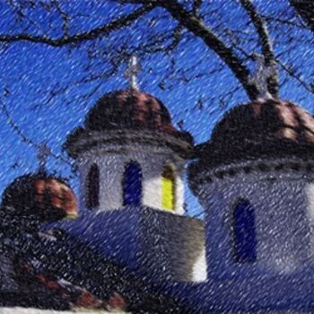 Digitale Kunst mit dem Titel "Kirche auf Kreta" von Ulli Heupel, Original-Kunstwerk, Digitale Malerei