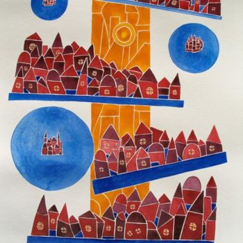 Painting titled "Villages" by Ulli Heupel, Original Artwork, Other