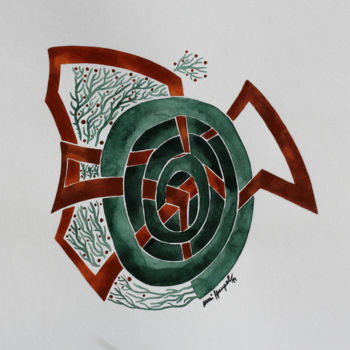 Картина под названием "Green Diaries II" - Ulli Heupel, Подлинное произведение искусства, Масло