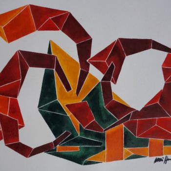 Ζωγραφική με τίτλο "Crystral Connection" από Ulli Heupel, Αυθεντικά έργα τέχνης, Ακουαρέλα