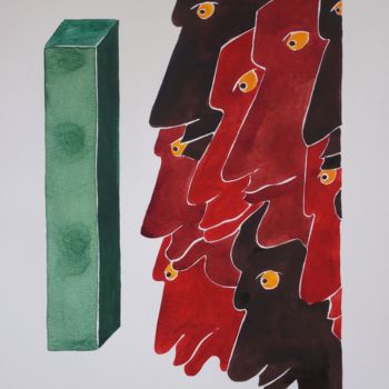Painting titled "Was ist das wohl" by Ulli Heupel, Original Artwork, Watercolor