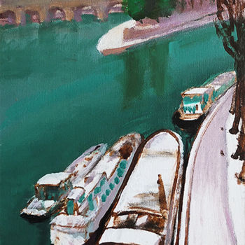 Painting titled "Paris Les Quais de…" by Laurent Guérin, Original Artwork, Acrylic