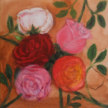 Malerei mit dem Titel "Les Roses" von Laurent Guérin, Original-Kunstwerk, Acryl