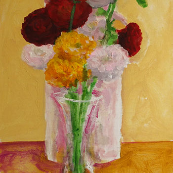 Malerei mit dem Titel "Bouquet de Renoncul…" von Laurent Guérin, Original-Kunstwerk, Acryl