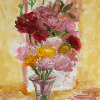 Painting titled "Bouquet de Renoncul…" by Laurent Guérin, Original Artwork, Acrylic