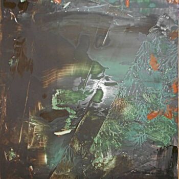 Painting titled "abstract greens bro…" by Ulrich De Balbian, Original Artwork, Oil