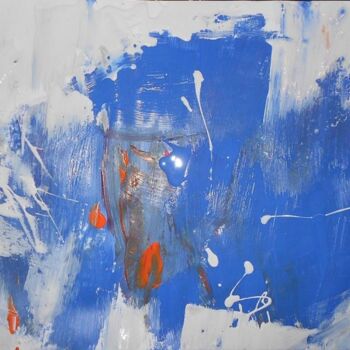 Painting titled "white blue and oran…" by Ulrich De Balbian, Original Artwork, Oil