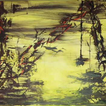 Painting titled "Cranes" by Ulrich Thomas, Original Artwork, Acrylic