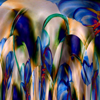 Digitale Kunst getiteld "Blaue Blütenblätter…" door Ulrike Kröll, Origineel Kunstwerk, Digitaal Schilderwerk