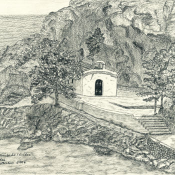 Drawing titled "Agios-Pavlos-Bucht" by Ulrike Kröll, Original Artwork, Pencil