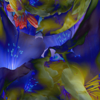 Digitale Kunst mit dem Titel "Blue lights" von Ulrike Kröll, Original-Kunstwerk, Digitale Malerei