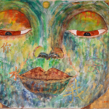 Peinture intitulée "Blick des Buddha" par Ulrike Kröll, Œuvre d'art originale, Aquarelle