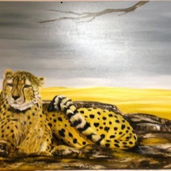 Painting titled "Gepard" by Ulrike Pusch, Original Artwork, Oil