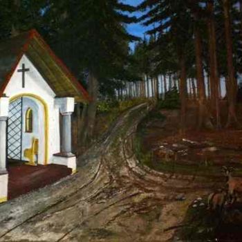 Painting titled "Chapell" by Ulrike Pusch, Original Artwork, Oil