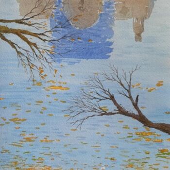 Painting titled "Reflection" by Ulugbek Mukhamedov, Original Artwork, Watercolor