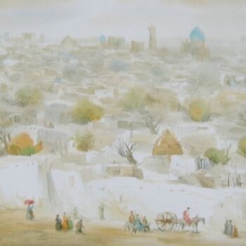 Schilderij getiteld "Панорама старого го…" door Ulugbek Mukhamedov, Origineel Kunstwerk