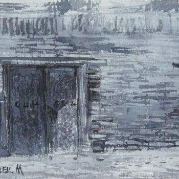 Painting titled "Old gate of the old…" by Ulugbek Mukhamedov, Original Artwork, Watercolor