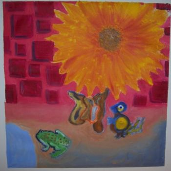 Painting titled "Frog butterfly and…" by Ulysses Mcghee, Original Artwork