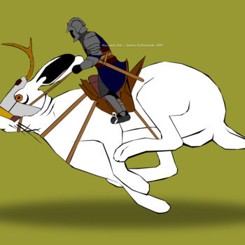 Digital Arts titled "Hare-Riding Knight" by Scarredchin, Original Artwork, 2D Digital Work