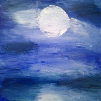 Painting titled "luna.jpg" by Umberto Alexandru Belcin, Original Artwork, Oil