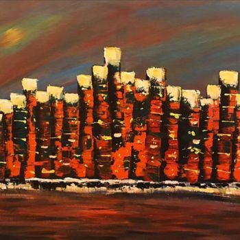 Painting titled "Abstract building n…" by Muhammad Umer Farooq, Original Artwork