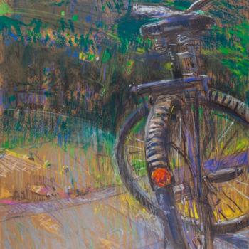 Schilderij getiteld "Old Bike | Stary ro…" door Edward Umiński, Origineel Kunstwerk, Pastel