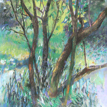 Malarstwo zatytułowany „Stary Bez w ogrodzi…” autorstwa Edward Umiński, Oryginalna praca, Pastel